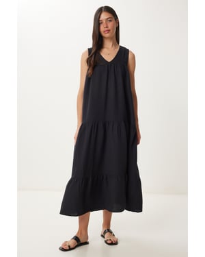 Volants V-hals Midi Jurk