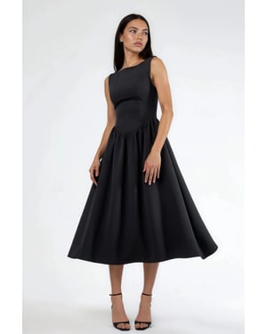 A-Form Midi-jurk met Ronde Hals