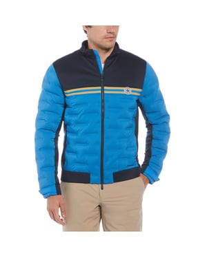 Men's Original Penguin Lsflzp Penguin Mock Neck Performance Jacket in Black Iris