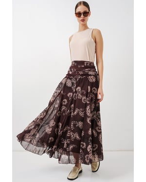 Hoge Taille Paisley Maxi Rok