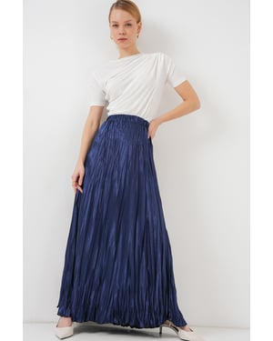 Getextureerde Maxi Rok met Elastische Taille