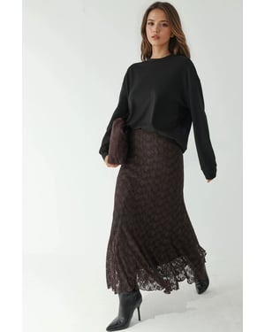 Hoge Taille Kanten Maxi Rok