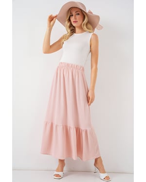 Textuur Maxi Breimint met Elastische Taille