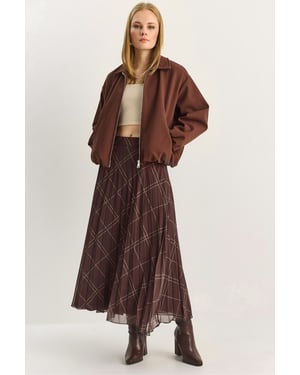 Hoogwaardige Geruite Maxi Rok