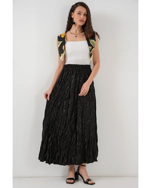 Gestructureerde Maxi Rok met Elastische Taille