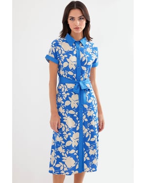 Bloemige Midi-jurk met Strik