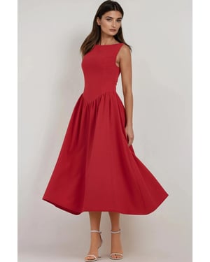 A-Form Midi-jurk met Ronde Hals