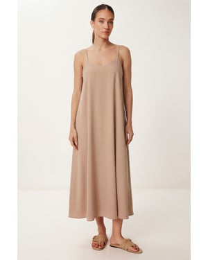 Losse Pasvorm Midi-jurk met U-hals