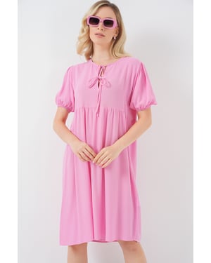 Midi-jurk met striksluiting