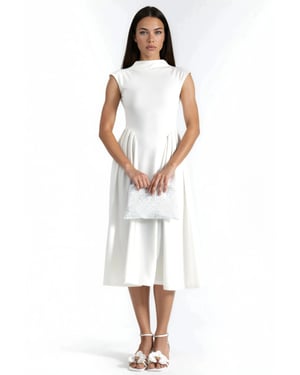 Textured Paneled Midi Dress