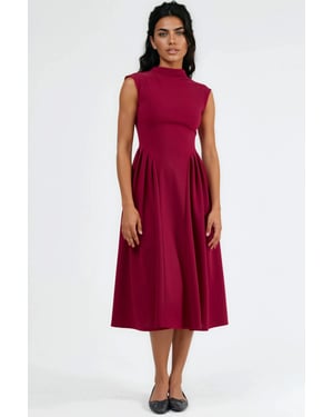 Textured Paneled Midi Dress