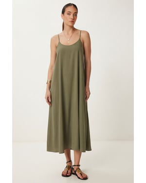 Losse Midi-jurk met U-hals