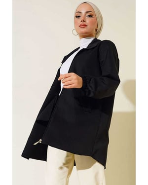 Överdimensionerad vävd trenchcoat med fickor
