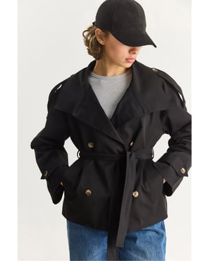 Överstor knäppt trenchcoat