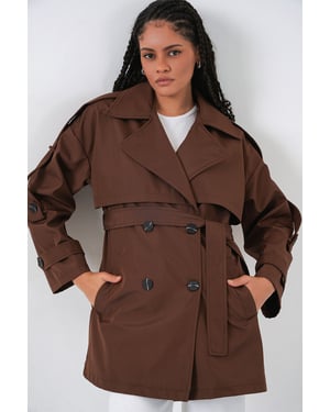 Dubbelt knäppt trenchcoat