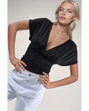 Gerimpelde V-hals T-shirt