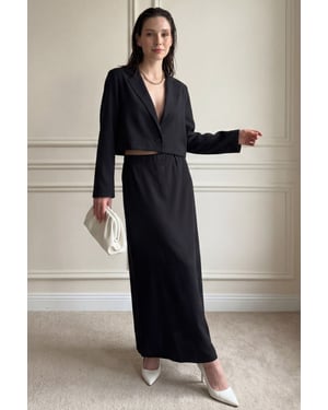 Langsleeve Knoop Shirt & Maxi Rok Twee Delige Set