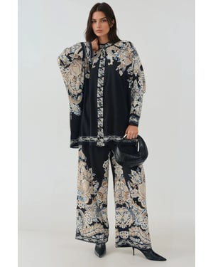 Printed High Waist Kimono-Pants Co-ord Set