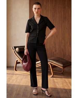 Geknoopte Korte Mouwen Jas & Broek Tweeledige Set