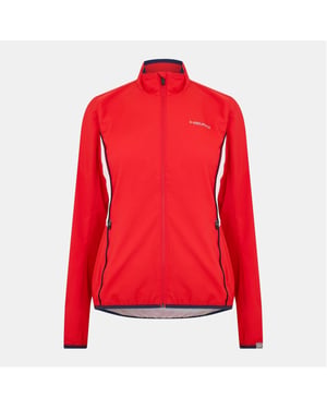 Women's Head Club Solid Patterned Full Zipper Track Jacket with Logo in Red