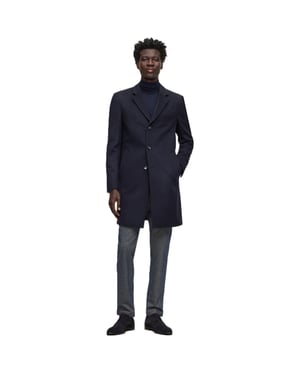 Men's Boss Hyde Tailored Fit Long Formal Coat in Blue