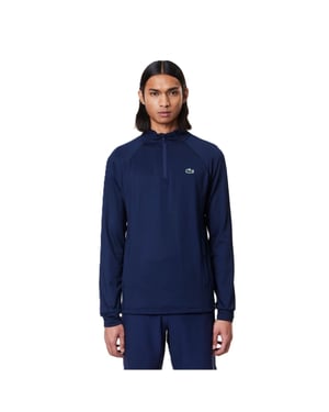 Men's Lacoste Mock Neck Regular Fit Athletic Top in Navy Blue