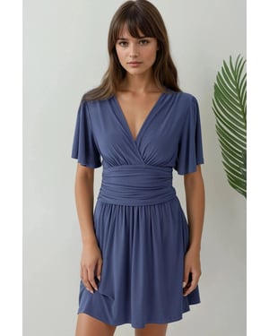 V-hals Korte Mouwen Mini Jurk