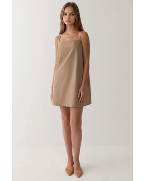 Vierkante Kraag Relax Mini Jurk met Zakjes