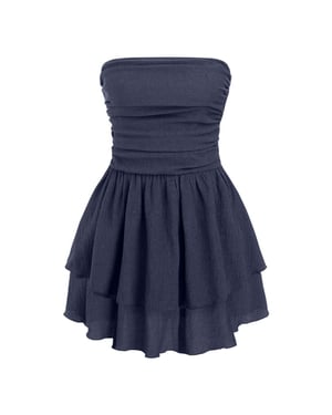 Strapless Textured Ruffle Minijurk
