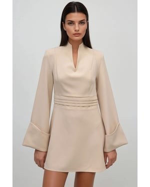 Elegante V-hals Lange Mouwen Mini-jurk