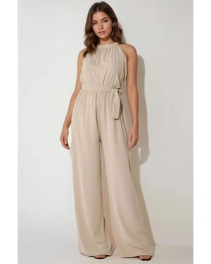 Brede Been Halter Nek Jumpsuit