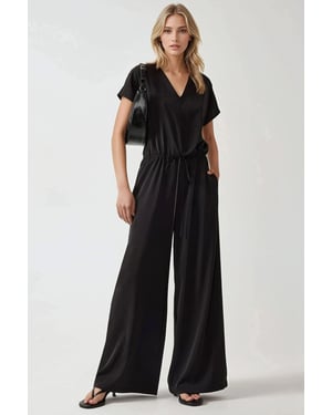 Wijde Croptop Jumpsuit met V-hals