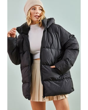 Hooded tjock puffer dunjacka