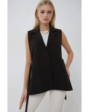 Accessory Detailed Vest with Jacket Collar