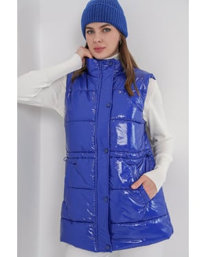 Glansig dragkedja puffer väst