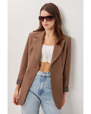 Gevoerde Gabardine Jas met Knopsluiting