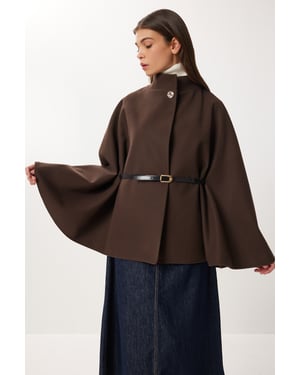 Texturerad poncho med bälte