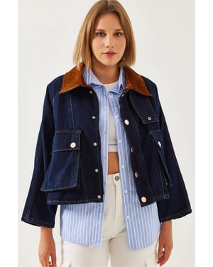 Denim Kavaj med Samtalskrage