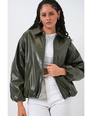 Oversized Faux Leather Ritsjack