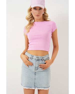 Slim Fit Mini Jeansrok met Knopen