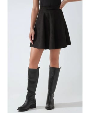 Elegante Hoge Taille Suède Mini Rok