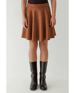 Hoge Taille Faux Suède Minirok met Ritsluiting