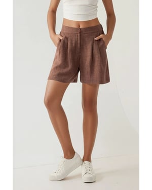 Hoge Taille Geplooide Lyocell Zachte Touch Shorts