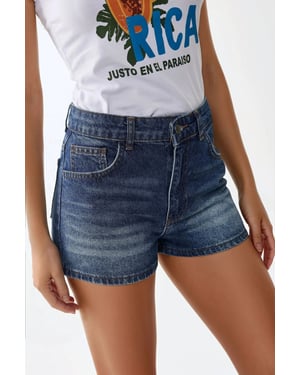 High Waist Destroyed Denim Shorts