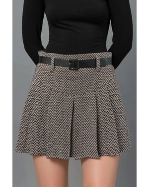 High Waist Pleated Mini Skorts