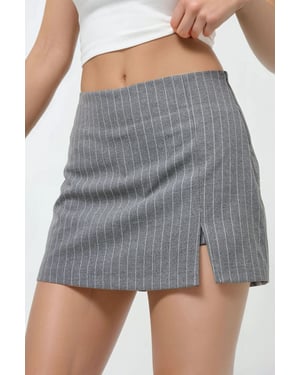 Randiga Mini Skorts med Slitsdetalj