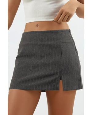 Randiga Mini Skorts med Slitsdetalj