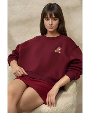 Geborduurd Comfortabel Fits Katoenen Sweatshirt