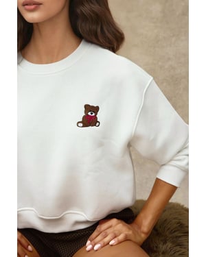 Geborduurd Relaxed Fit Katoenen Sweatshirt