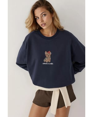 Embroidered Crew Neck Sweatshirt